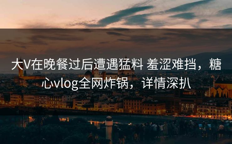 大V在晚餐过后遭遇猛料 羞涩难挡，糖心vlog全网炸锅，详情深扒
