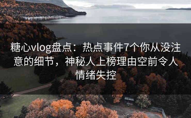 糖心vlog盘点：热点事件7个你从没注意的细节，神秘人上榜理由空前令人情绪失控