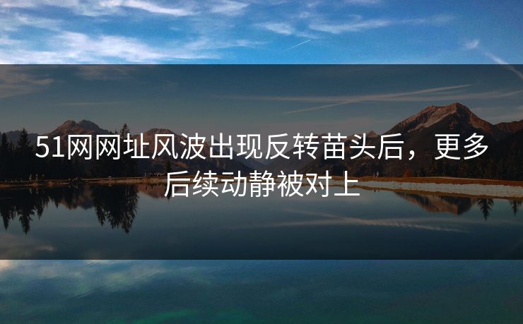 51网网址风波出现反转苗头后，更多后续动静被对上