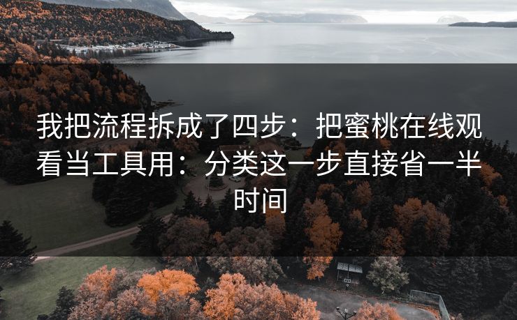 我把流程拆成了四步:把蜜桃在线观看当工具用:分类这一步直接省一半时间 我把流程拆成了四步:把蜜桃在线观看当工具用:分类这一步直接省一半时间